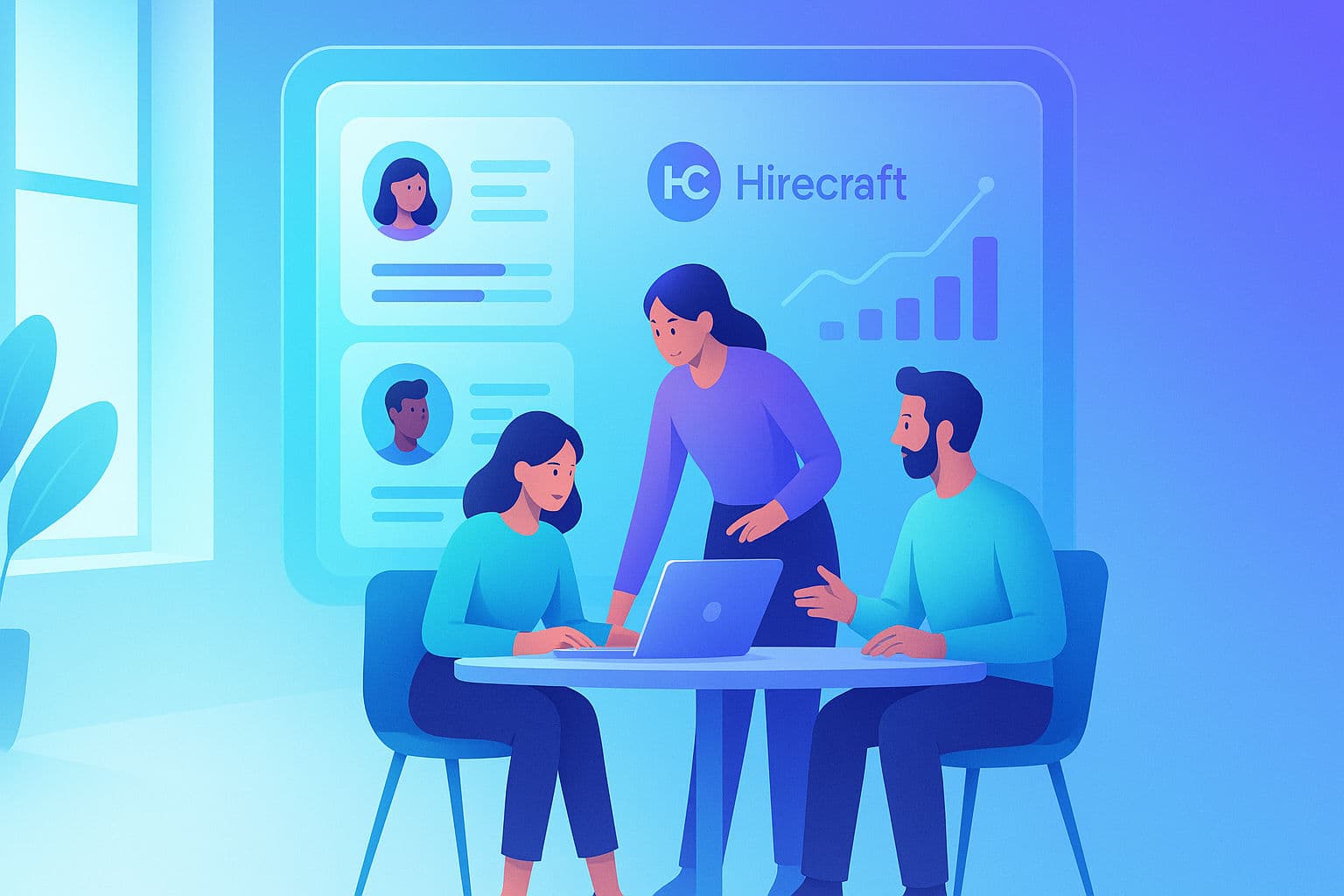 Hirecraft dashboard screenshot showing candidate scores